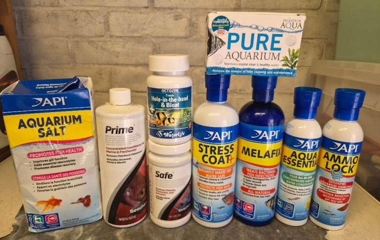 A selection of aquarium liquids