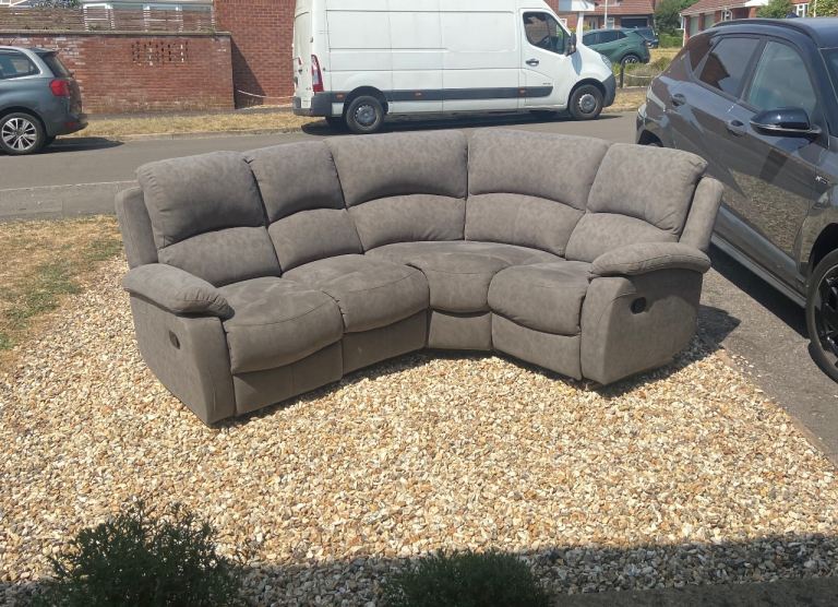Delivery Available - Grey Corner Manual Recliner 4 Seater Sofa
