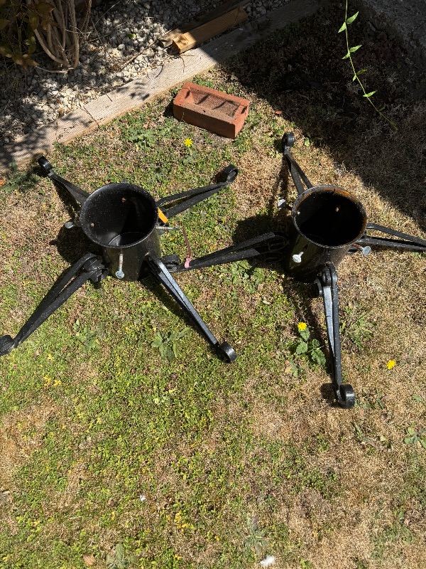 Two Metal Christmas Tree Stands – Good Condition