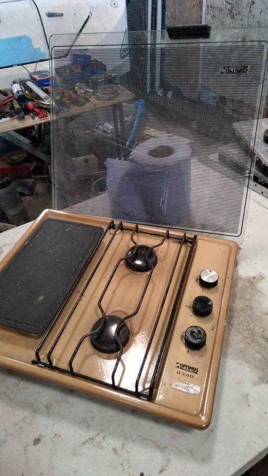 caravan camper 2 burner hob grill with glass lid