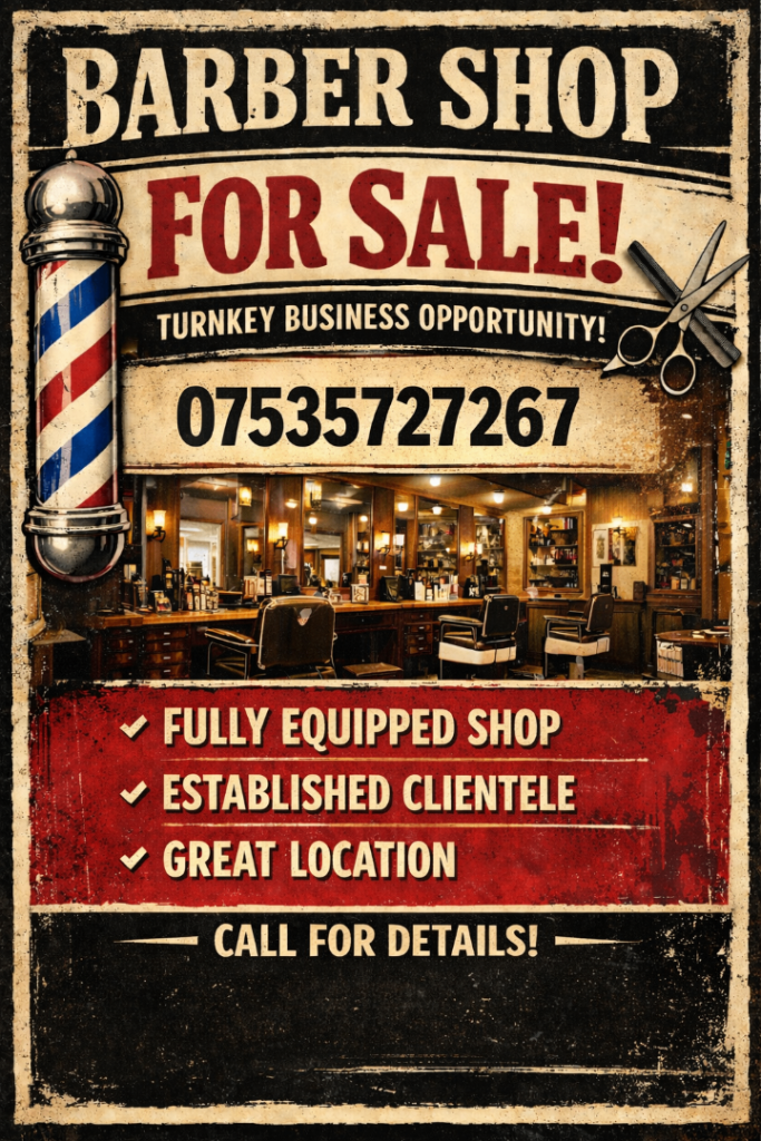 Barber shop for sale