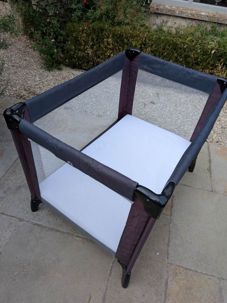 Baby Travel Cot / Playpen - Good Condition, Grey/Purple