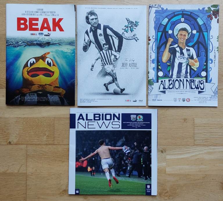 4 recent West Bromwich Albion home match programmes in mint condition