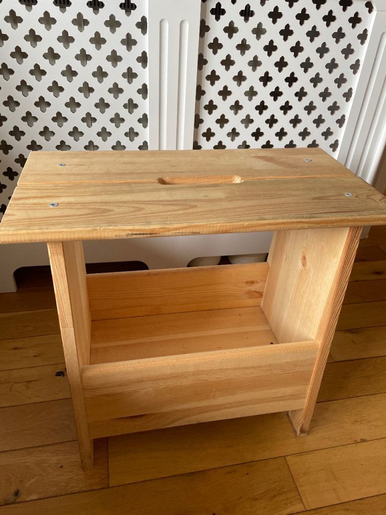 Wood Stool / Small Bench with Storage – Great Condition