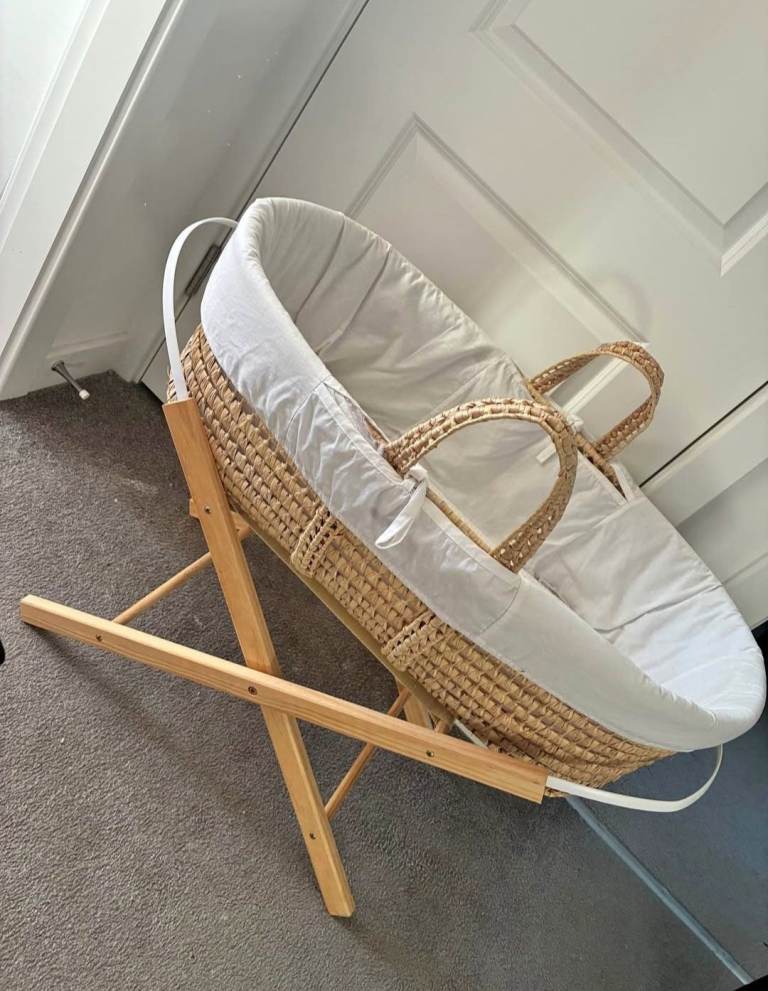 Moses Basket with Wooden Stand – Good Condition