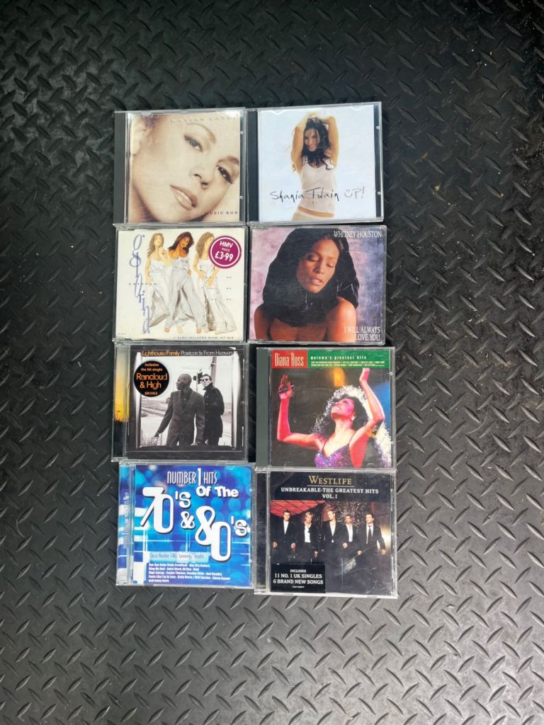Various cds cassettes and vhs videos 
