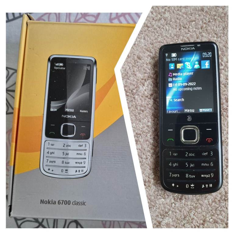 Nokia 6700 Classic with box, charger manual and accessories shown - retro vintage