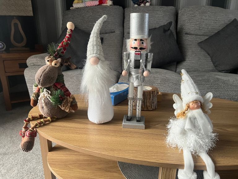 Christmas Decorations Set - Nutcracker, Gnome, Reindeer, Angel