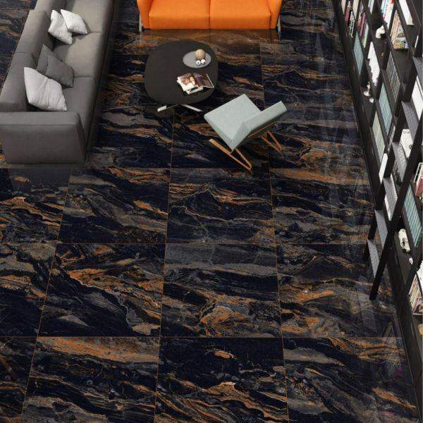 Lexus Black Glossy Floor / Wall Tile (600x600mm) - £7.56 Per Tile
