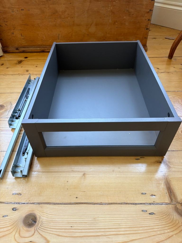  KOMPLEMENT Drawer with framed glass front, dark grey, 50x58 cm