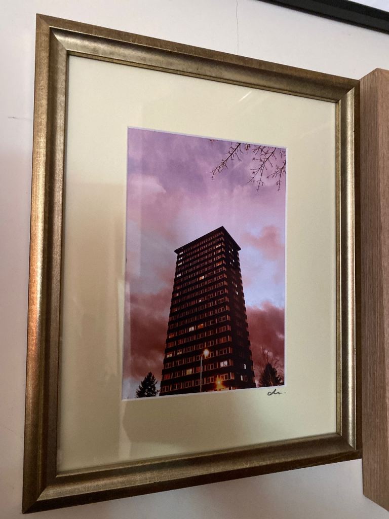 Framed picture of divis tower 
