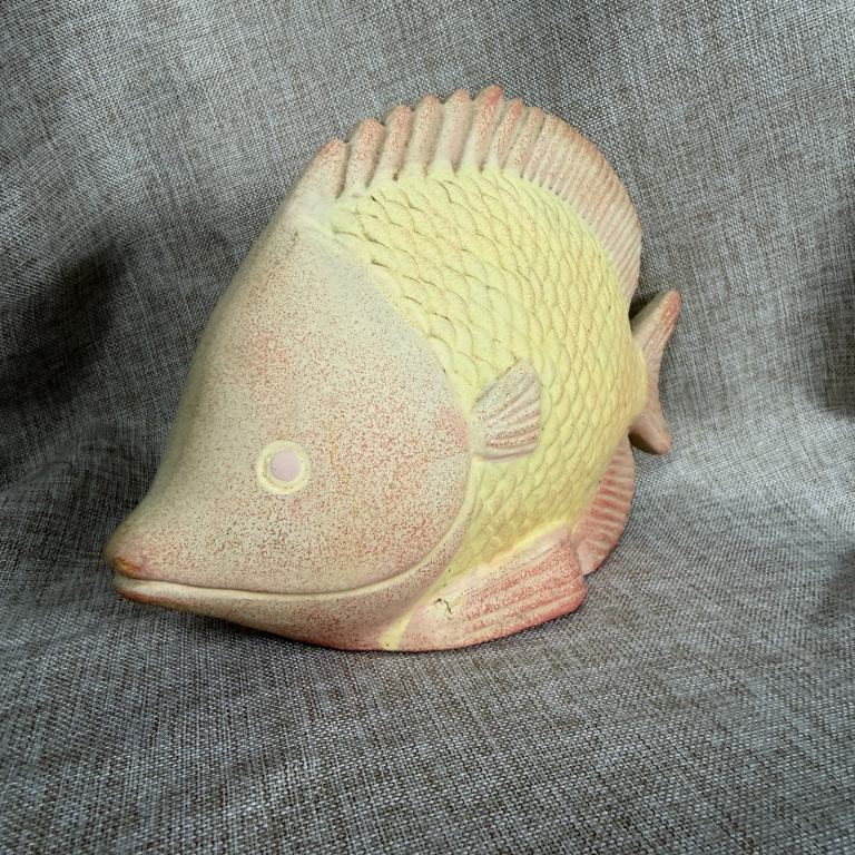 Vintage Pottery Ceramic Fish Ornament Coastal Nautical Beach House Decor