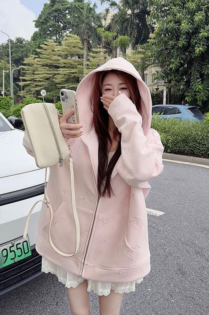 Pink Women's Zip-Up Hoodie – Good Condition