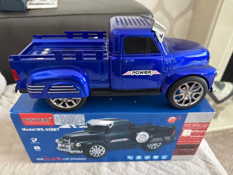WSTER  WS-558BT Bluetooth Speaker – Blue Truck Design, New