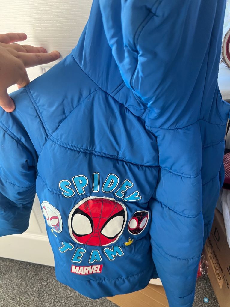 Marvel Spidey Team Kids Puffer Jacket - Blue, Good Condition