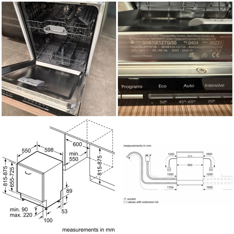 Siemens SN611X12TGIntegrated Dishwasher - Good Condition