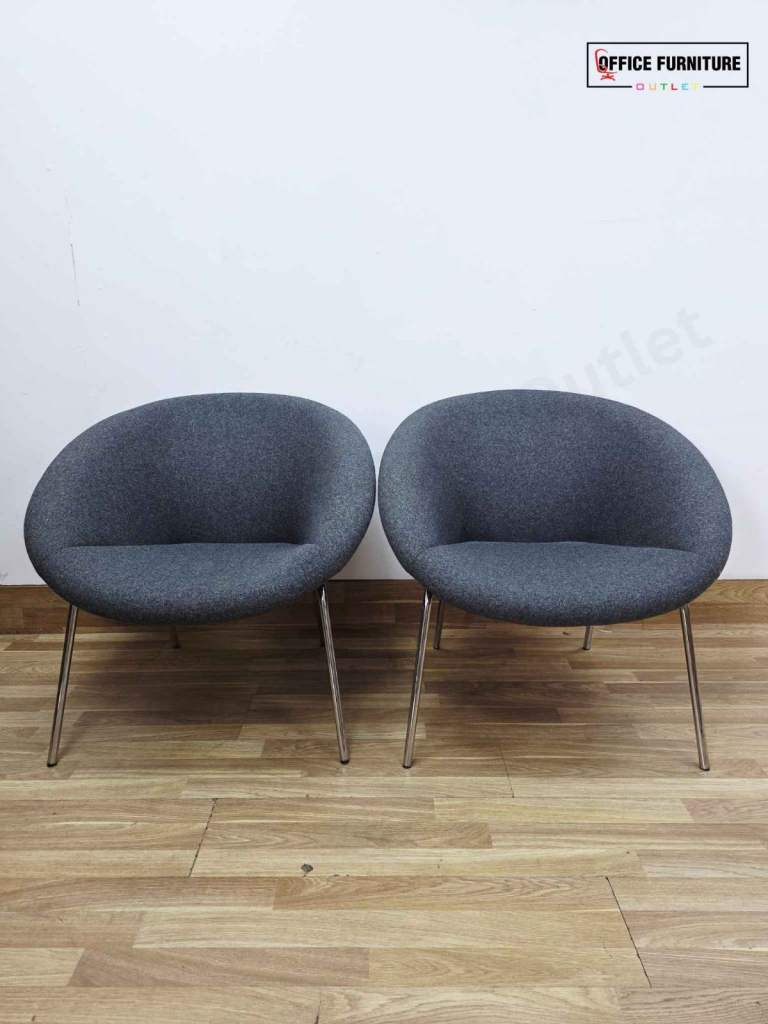 Walter Knoll 369 Armchair – Tub Chair in Grey Fabric (Pair)