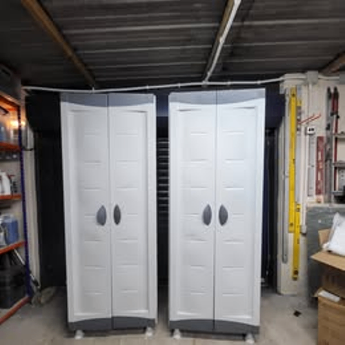 image for Pair of Tall Plastic Workshop Storage Cabinets (H1800mm x W697mm)