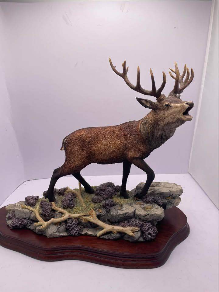 Border fine arts stag B0220 highland majesty 1997 on wooden plinth