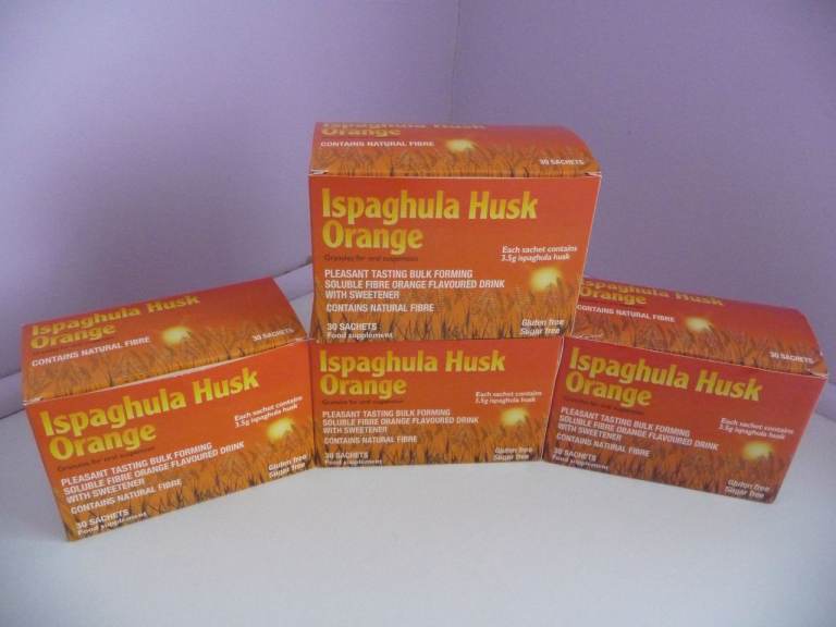 HALF PRICE - GLUTEN FREE ISPAGHULA HUSK ORANGE SOLUBLE FIBRE DRINK - 120 SACHETS IN TOTAL