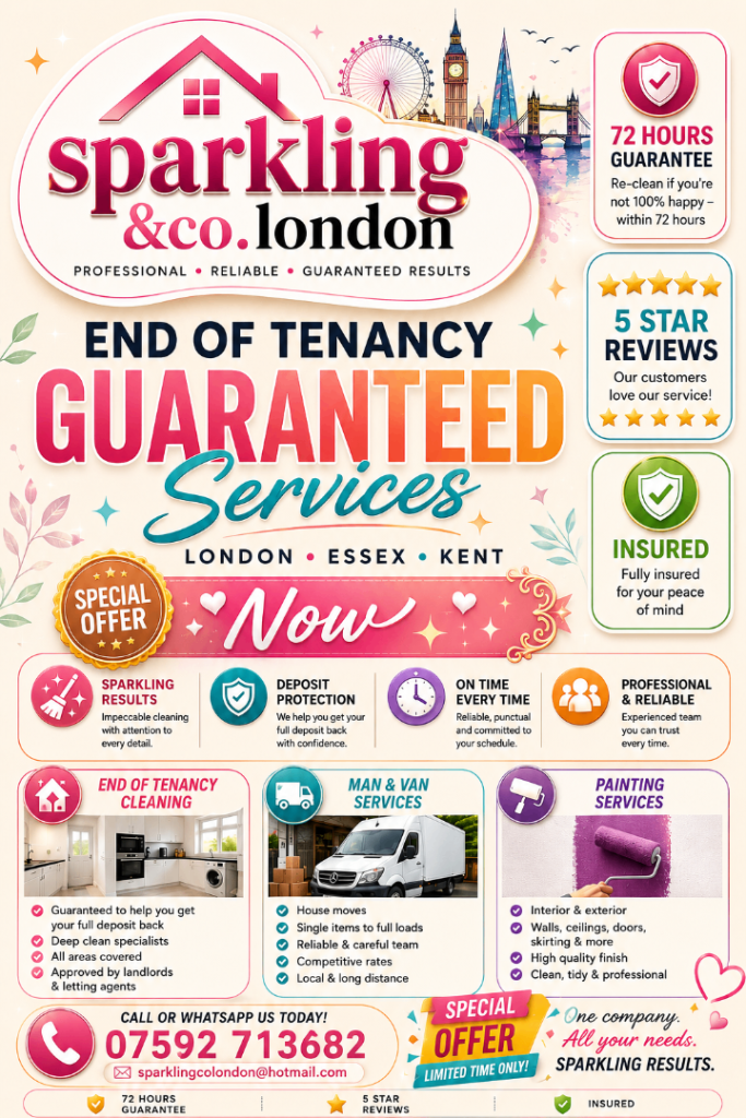 🏡Professional end of tenancy cleaning London Essex -guaranteed cleaning free oven cleaning 