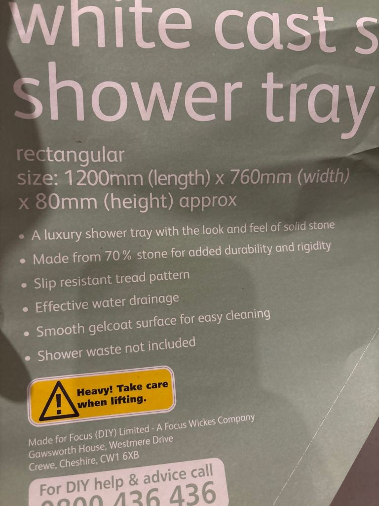 White cast iron shower tray 