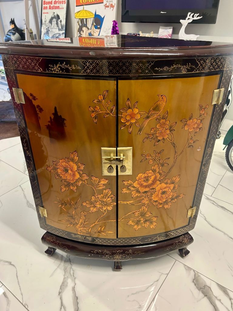 Chinese Lacquered Corner Cabinet