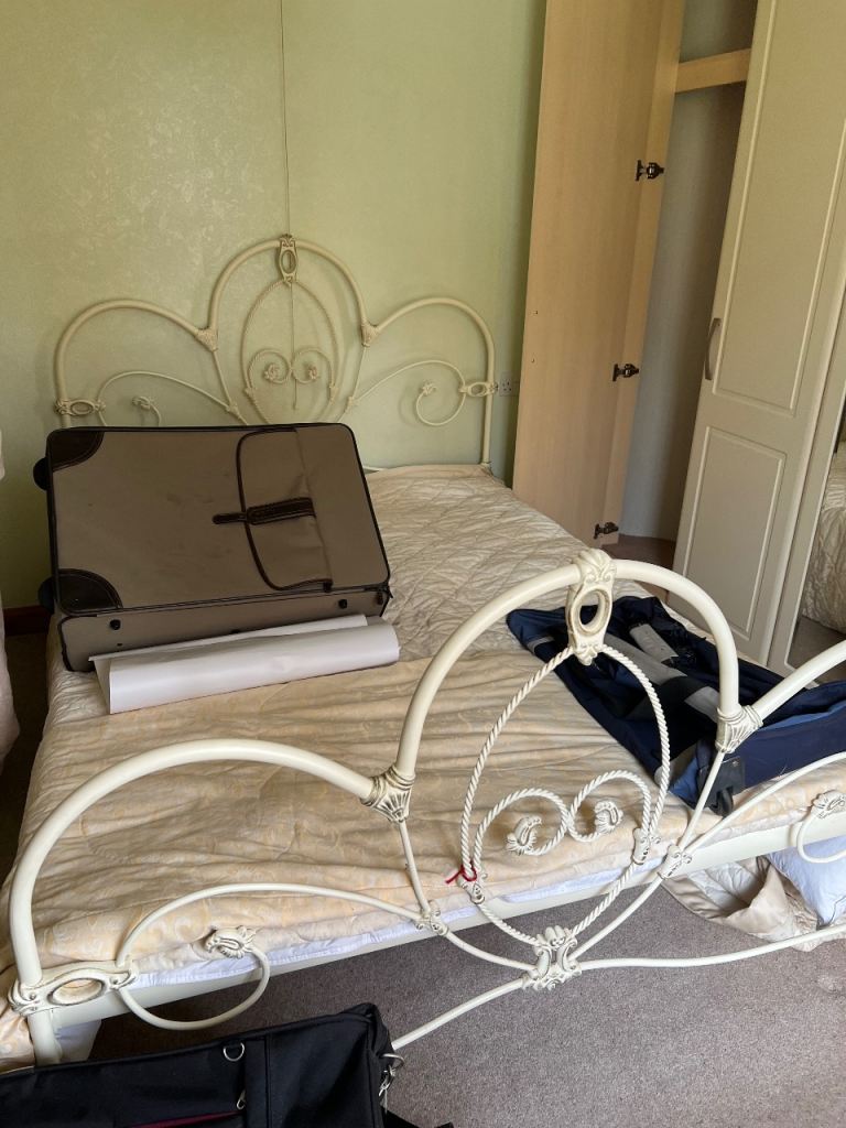 Sturdy Cream Metal king size  Bed Frame - As Good As New