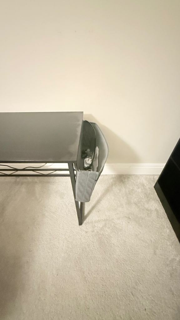 Black Combination Gamers Desk with Freestanding Storage Unit. Used