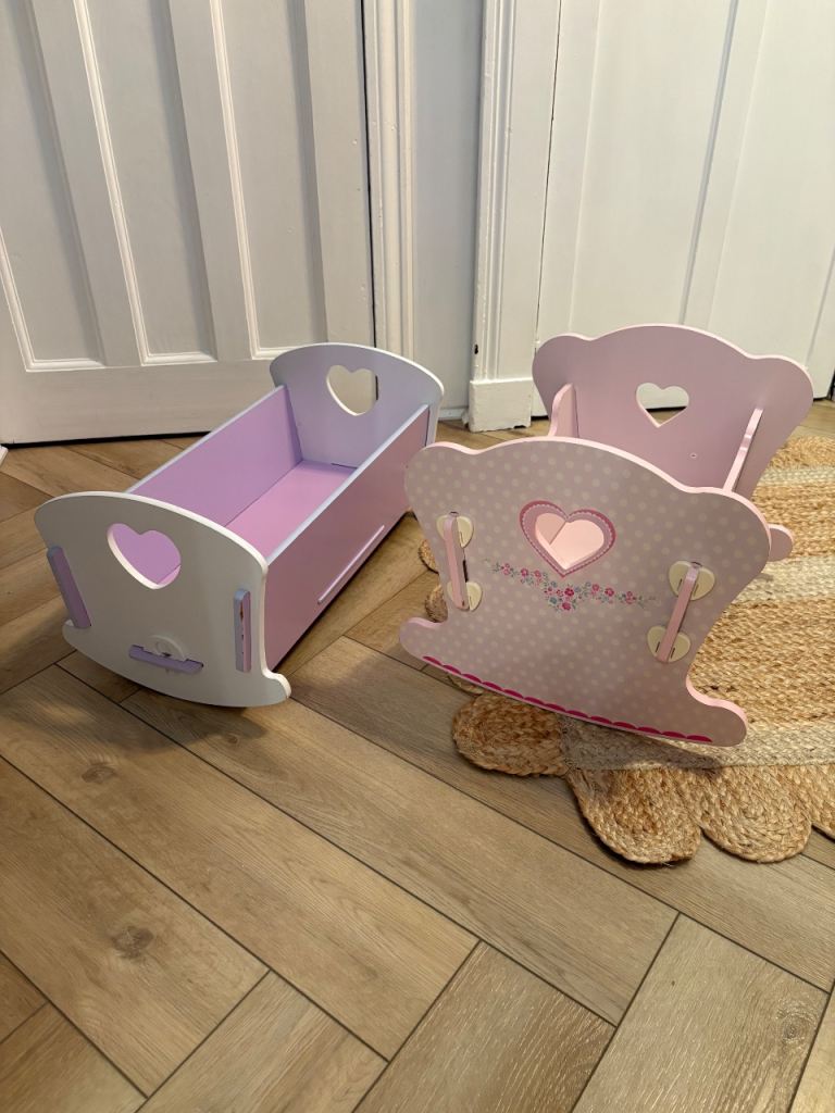 Wooden dolls cribs x2