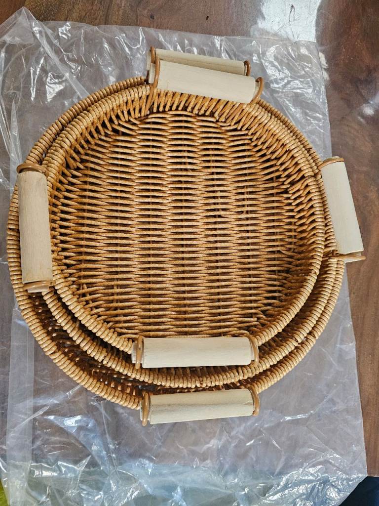 Cane tray baskets