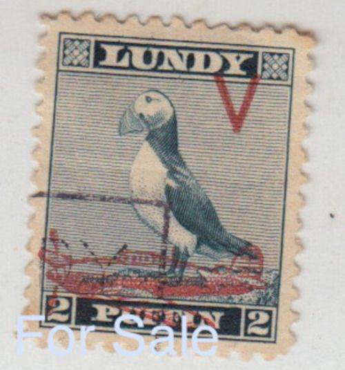 Collection of Lundy Island Puffin Stamps 1942 V-Plane Overprints
