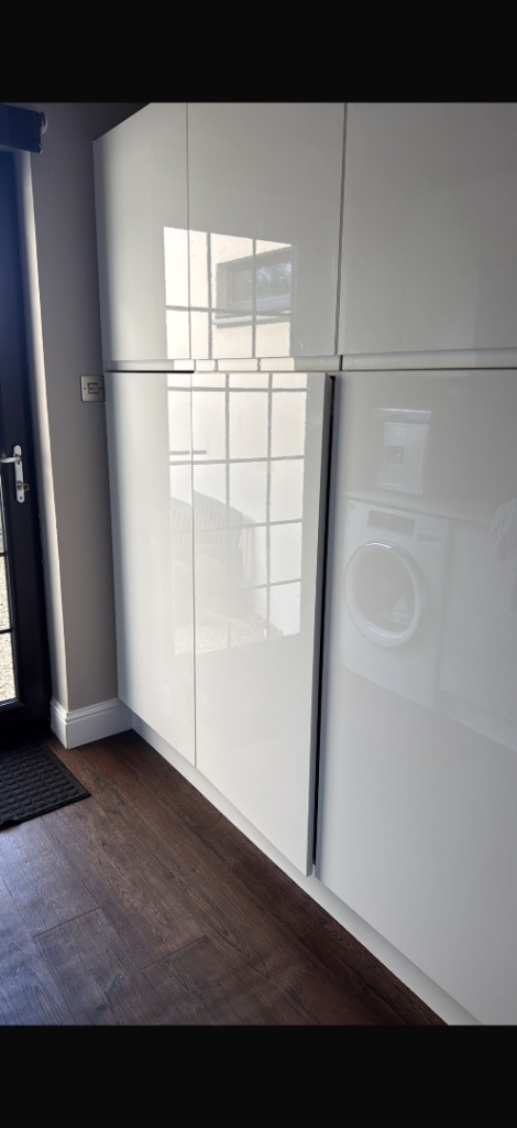 High Gloss White Kitchen/Utility Cupboards