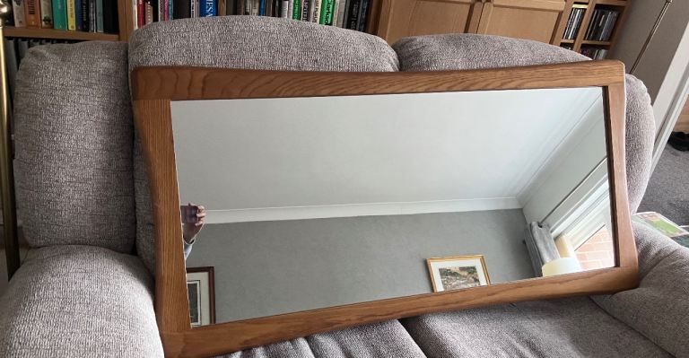 Oak framed mirror, large