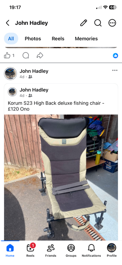 Korum S23 High Back Deluxe Fishing Chair – Good Condition