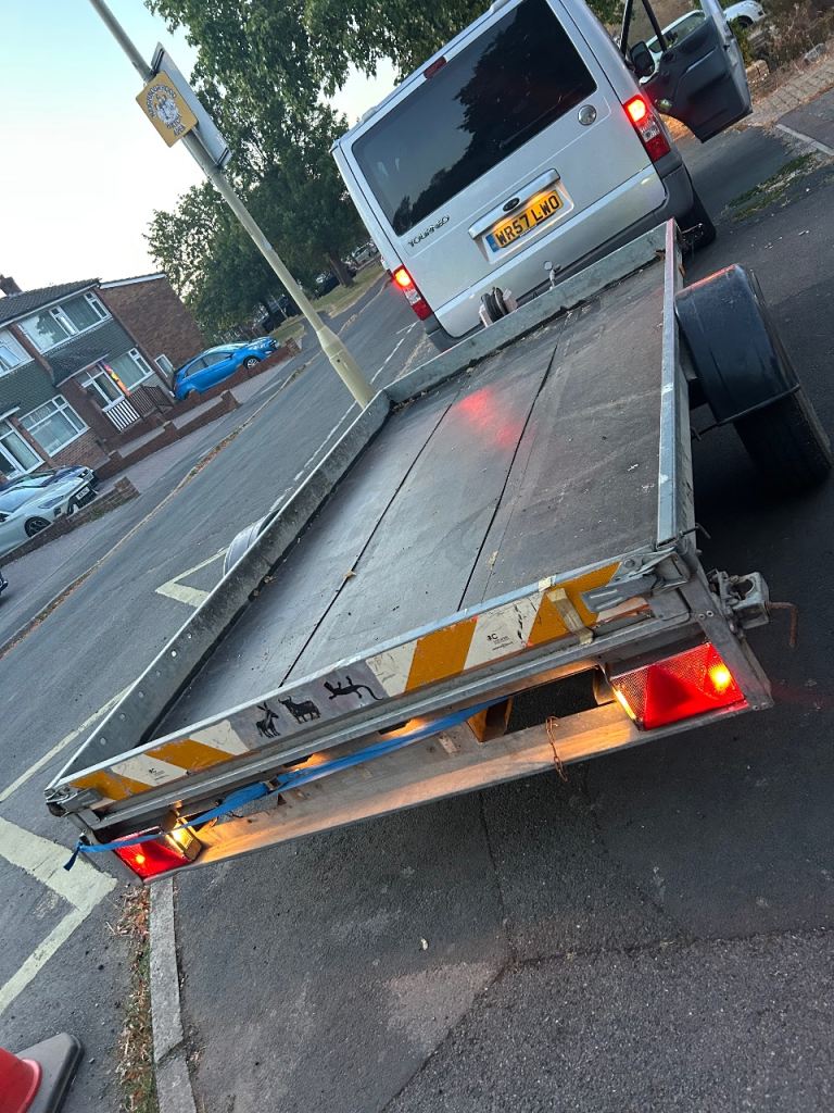 10ftx5ft flat bed trailer recovery ramps winch 1.5 ton breaks 