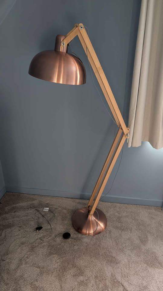 Vintage copper and wood Anglepoise Standing Floor Lamp (CAN DELIVER)