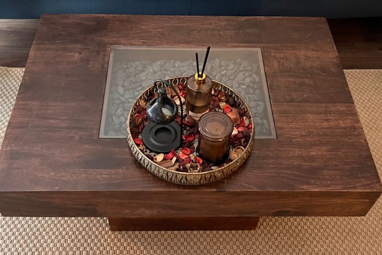 Solid Mango wood 4 piece living room set with free corner unit 