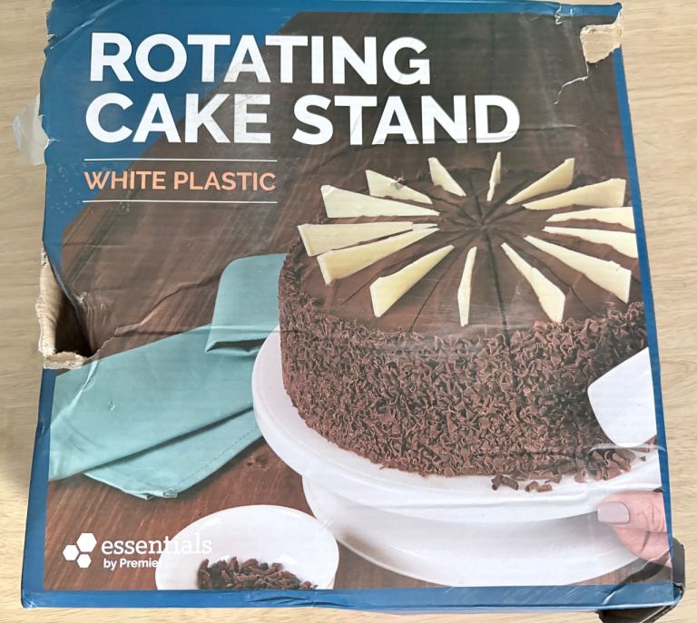 Brand New Rotating Cake Stand – White Plastic