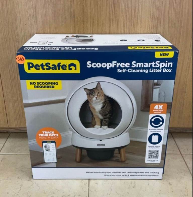 PetSafe ScoopFree SmartSpin Self-Cleaning Litter Box - Advanced Odour Control & Health Monitoring