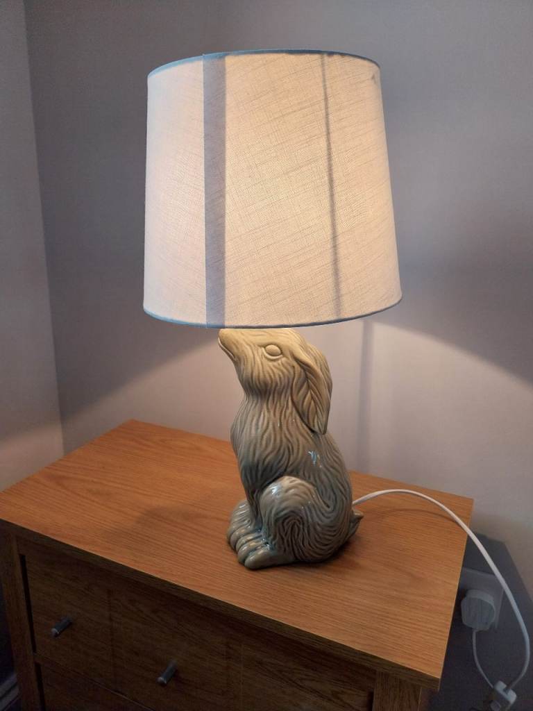 Rabbit Design Table Lamp with Fabric Shade – Good Condition