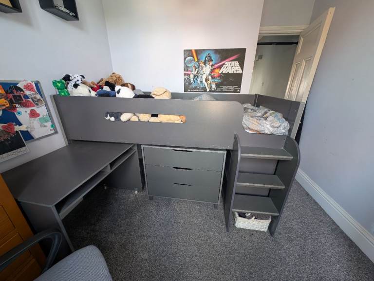 Grey single cabin bed