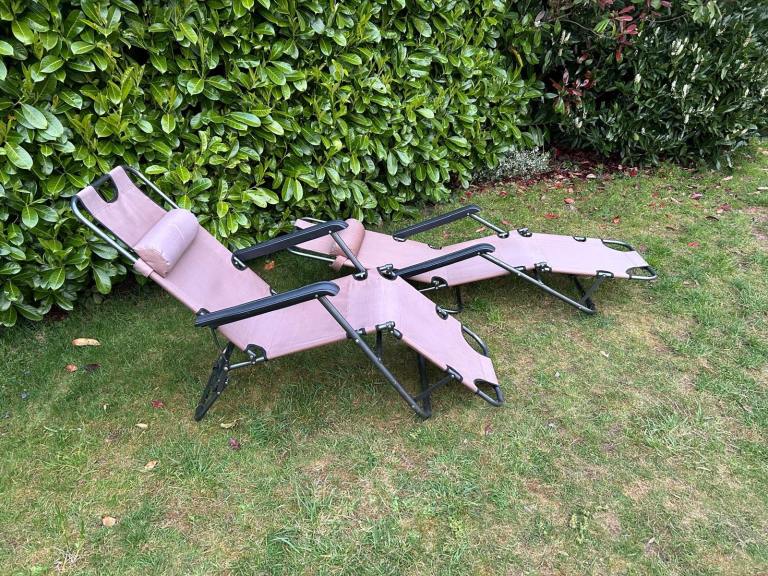 Pair of Folding Garden Sun Loungers - Good Condition