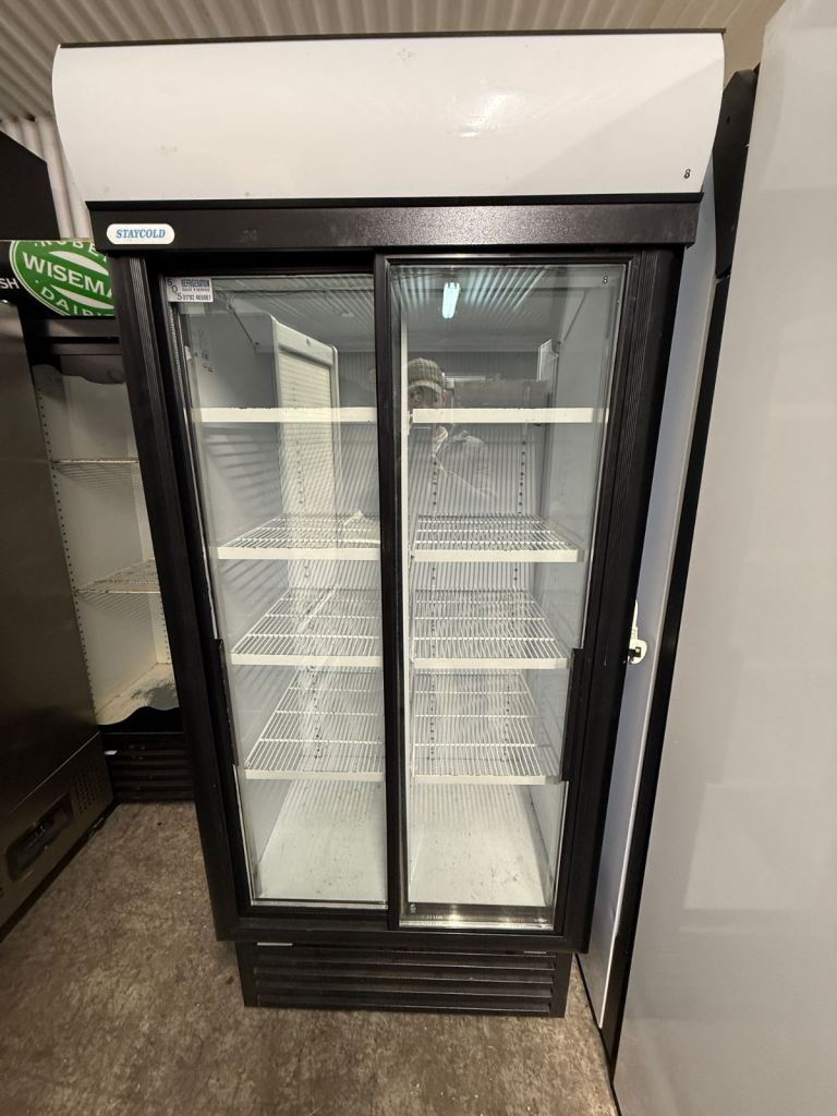 Commercial upright double door display drink fridge cafe shop restaurant 