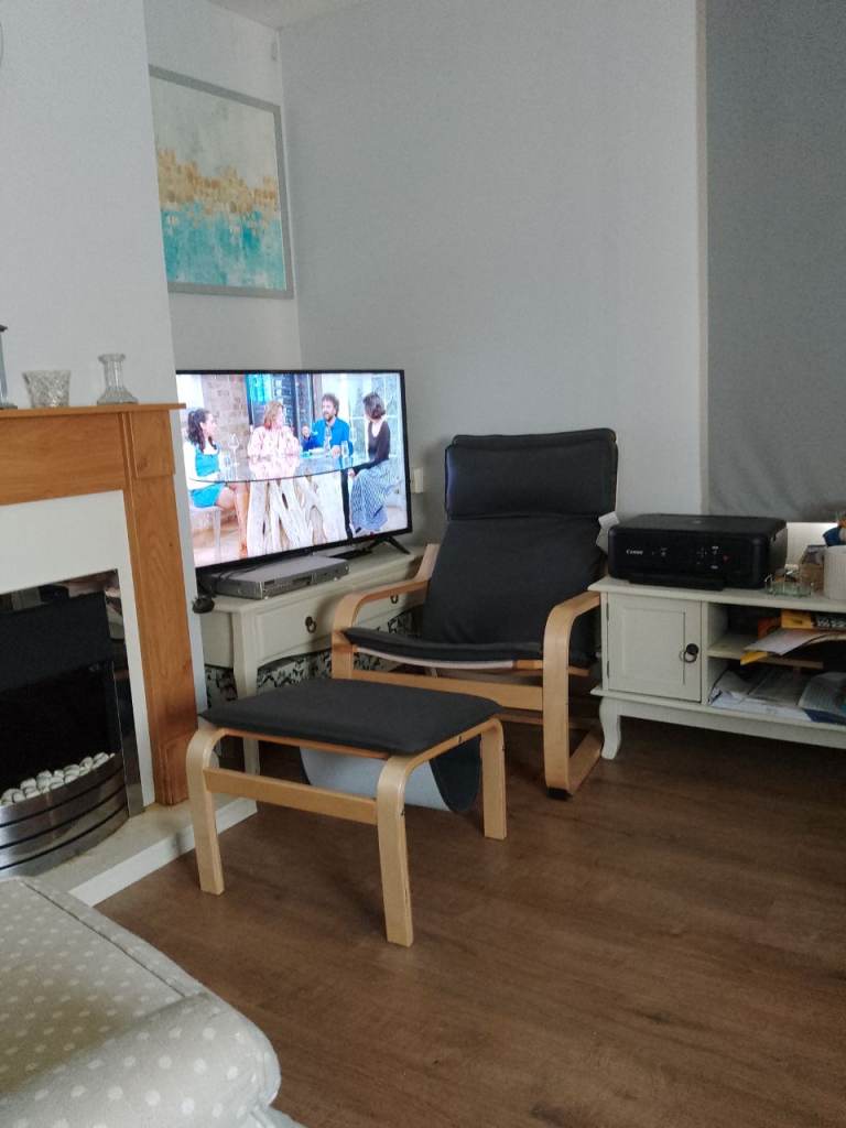 Pair of Argos home Bentwood high back chair and foot stool charcoal Argos no. 810/6511 take a look.