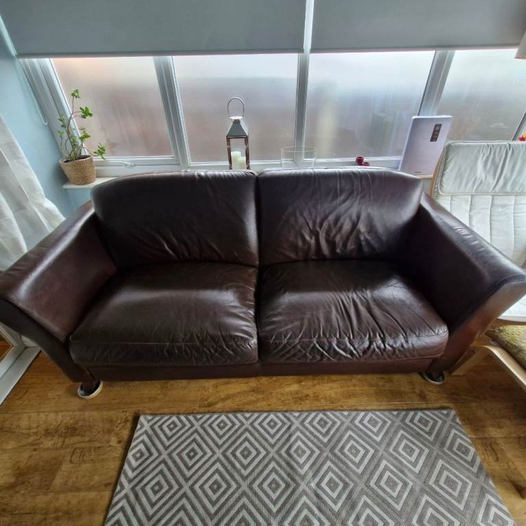Pre-Loved Leather 3 and 2 Seat Sofas 