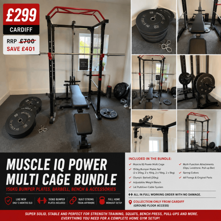 Home Multi Gym Power Cage + 150KG Weights + Bench – £299
