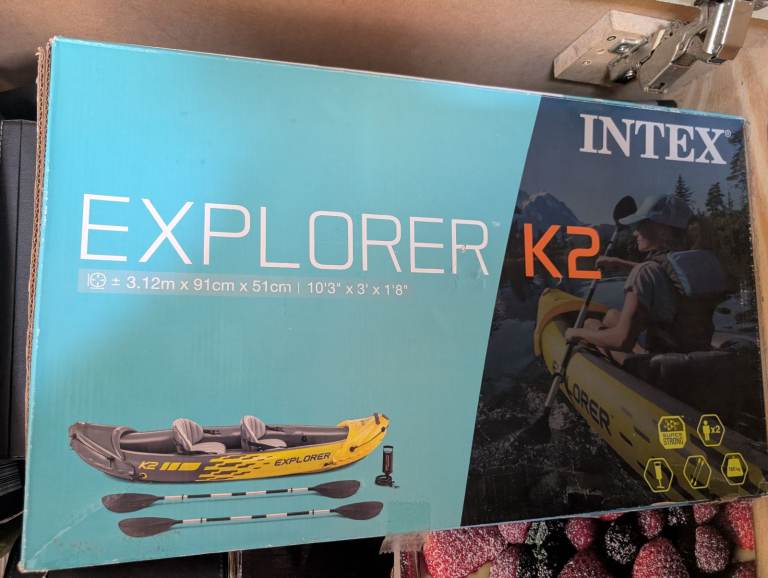 New Intex Explorer K2 Inflatable Kayak – 2-Person, Unused