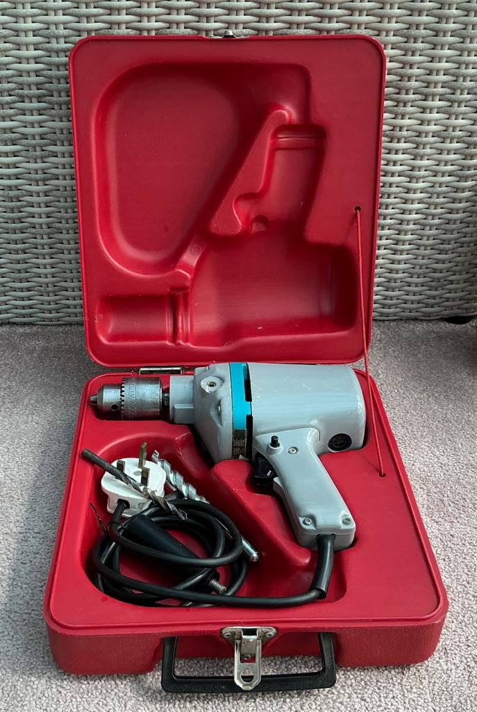 Vintage Wolf Sapphire type 3178 two speed electric drill with Case, bits and handle. Good condition 