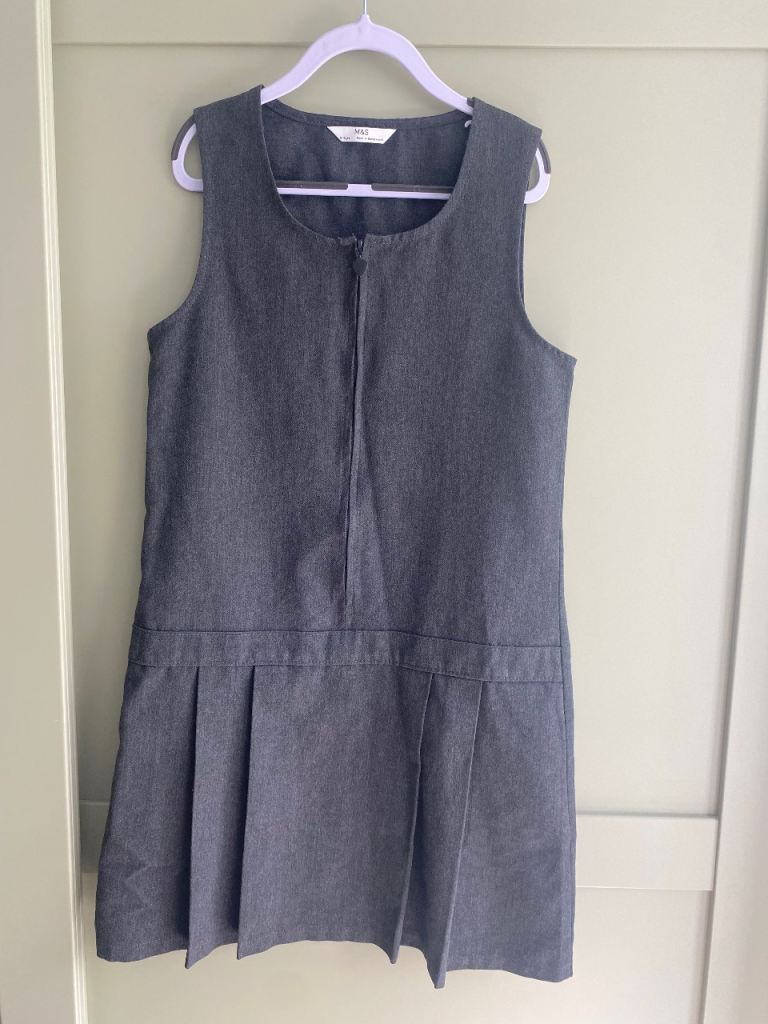 Marks & Spencer Girls School Pinafore Dress – Grey, Good Condition
